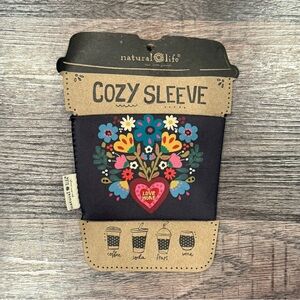 NEW Natural Life Cozy Cup Sleeve “Love More” Floral Design